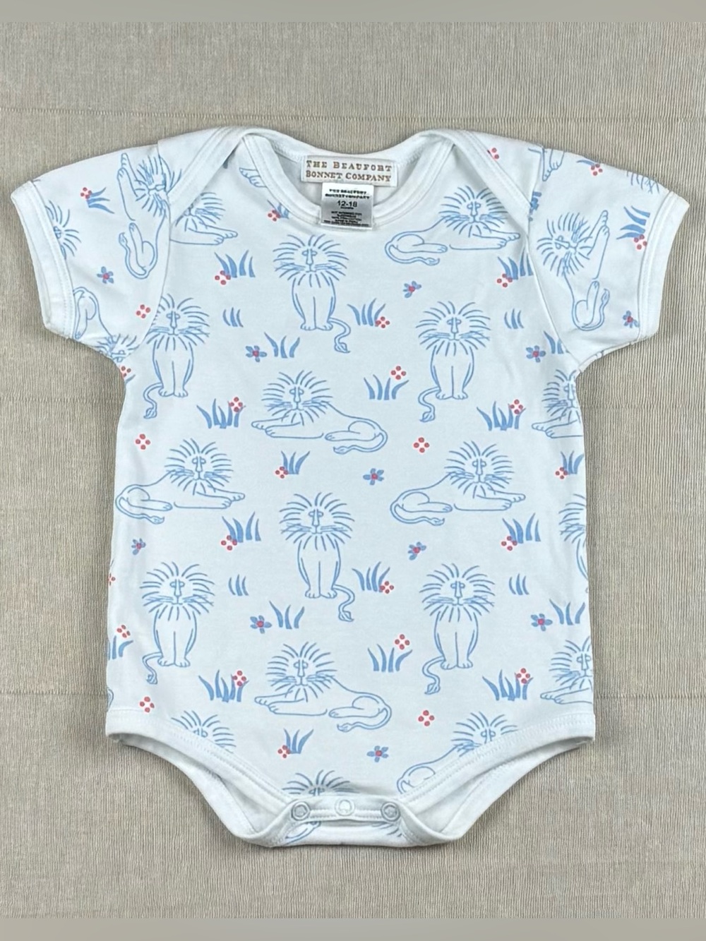 The Beaufort Bonnet Company 12-18M Lion Print Pima Cotton Bodysuit TBBC